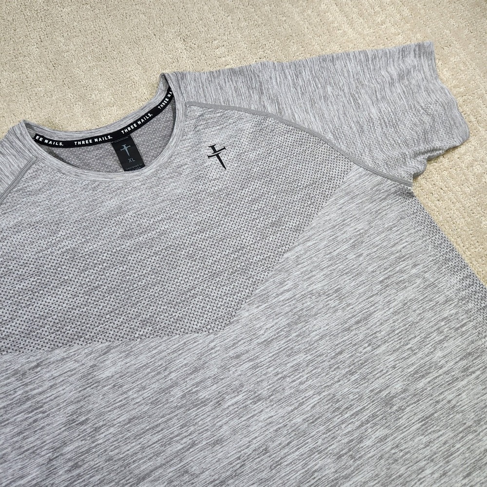Three Nails Shirt Men XL Seamless 2.0 Tee Gray Athleisure Christ Christian NEW